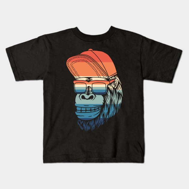 Retro Gorilla Kids T-Shirt by Dojaja